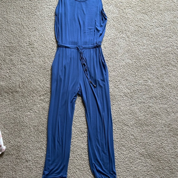 Blue romper. Light weight, cinches above waist for fitted look. - Picture 2 of 3